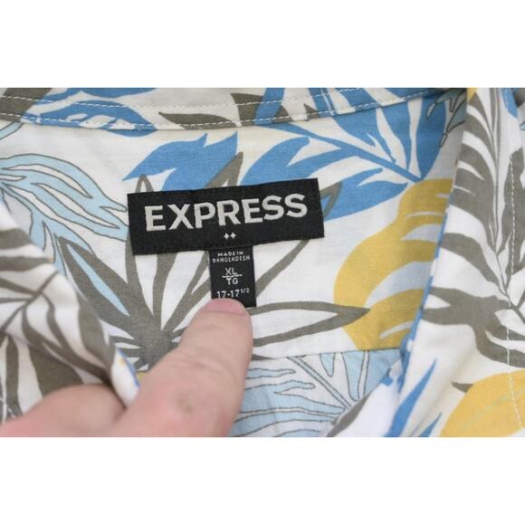 Express Hawaiian Shirt Button Up Floral Casual Short Sleeve Mens Size XL - Picture 7 of 8